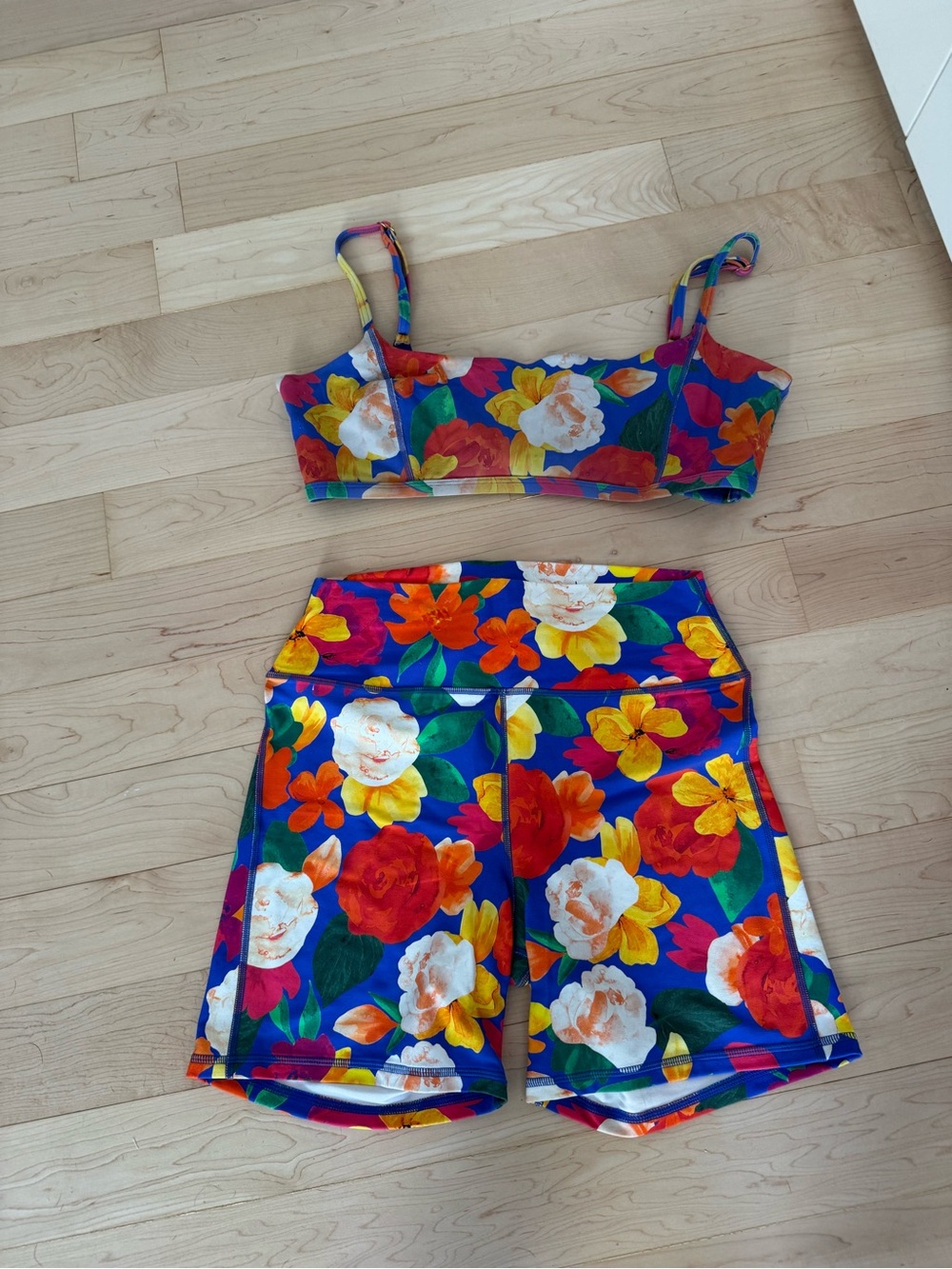 WeWoreWhat Floral Biker Shorts and matching bra